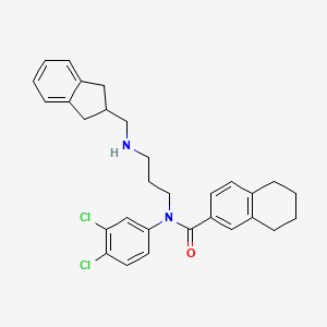 molecular formula C30H32Cl2N2O B14269208 N-(3,4-Dichlorophenyl)-N-(3-{[(2,3-dihydro-1H-inden-2-yl)methyl]amino}propyl)-5,6,7,8-tetrahydronaphthalene-2-carboxamide CAS No. 170361-49-6