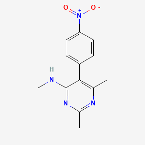 molecular formula C13H14N4O2 B14269399 N,2,6-Trimethyl-5-(4-nitrophenyl)pyrimidin-4-amine CAS No. 185017-07-6