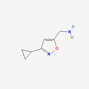 molecular formula C7H10N2O B1426940 (3-Cyclopropyl-1,2-oxazol-5-yl)methanamine CAS No. 851434-73-6