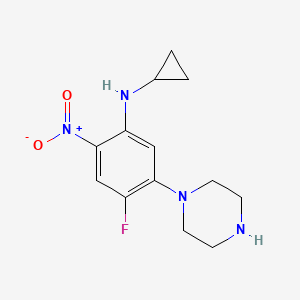 molecular formula C13H17FN4O2 B14269647 N-Cyclopropyl-4-fluoro-2-nitro-5-(piperazin-1-yl)aniline CAS No. 135861-05-1