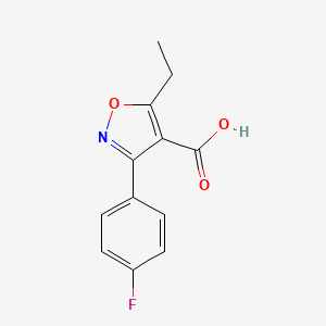 molecular formula C12H10FNO3 B1426975 5-Ethyl-3-(4-fluorophenyl)isoxazole-4-carboxylic acid CAS No. 1407074-26-3