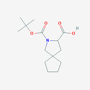molecular formula C14H23NO4 B1426988 2-[(Tert-butoxy)carbonyl]-2-azaspiro[4.4]nonane-3-carboxylic acid CAS No. 1608495-27-7