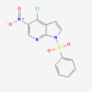 molecular formula C13H8ClN3O4S B1426993 4-Chloro-5-nitro-1-(phenylsulfonyl)-1H-pyrrolo[2,3-B]pyridine CAS No. 1245649-52-8