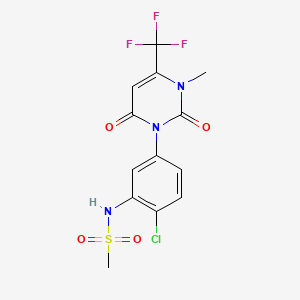 molecular formula C13H11ClF3N3O4S B14270271 Methanesulfonamide, N-(2-chloro-5-(3,6-dihydro-3-methyl-2,6-dioxo-4-(trifluoromethyl)-1(2H)-pyrimidinyl)phenyl)- CAS No. 133762-99-9
