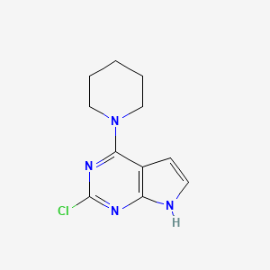 molecular formula C11H13ClN4 B1427029 2-chloro-4-(piperidin-1-yl)-7H-pyrrolo[2,3-d]pyrimidine CAS No. 1070165-92-2