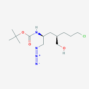 molecular formula C13H25ClN4O3 B1427047 Carbamic acid, N-[(1S,3R)-1-(azidomethyl)-6-chloro-3-(hydroxymethyl)hexyl]-, 1,1-dimethylethyl ester CAS No. 1013937-97-7