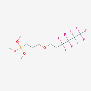 molecular formula C12H19F9O4Si B14270516 Trimethoxy{3-[(3,3,4,4,5,5,6,6,6-nonafluorohexyl)oxy]propyl}silane CAS No. 136790-32-4