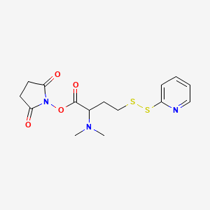 molecular formula C15H19N3O4S2 B1427073 2,5-Dioxopyrrolidin-1-yl 2-(dimethylamino)-4-(pyridin-2-yldisulfanyl)butanoate CAS No. 1193111-73-7
