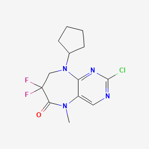 molecular formula C13H15ClF2N4O B1427081 2-Chloro-9-cyclopentyl-7,7-difluoro-5-methyl-8,9-dihydro-5H-pyrimido[4,5-B][1,4]diazepin-6(7H)-one CAS No. 1062246-03-0