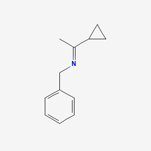 molecular formula C12H15N B14270847 Benzenemethanamine, N-(1-cyclopropylethylidene)- CAS No. 129297-33-2