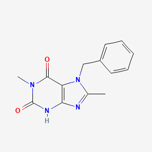 molecular formula C14H14N4O2 B14270877 1H-Purine-2,6-dione, 3,7-dihydro-1,8-dimethyl-7-(phenylmethyl)- CAS No. 140379-21-1