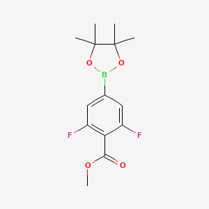molecular formula C14H17BF2O4 B1427095 Methyl 2,6-difluoro-4-(4,4,5,5-tetramethyl-1,3,2-dioxaborolan-2-yl)benzoate CAS No. 1321613-00-6