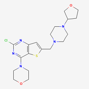 molecular formula C19H26ClN5O2S B1427121 4-(2-Chloro-6-((4-(tetrahydrofuran-3-yl)piperazin-1-yl)methyl)thieno[3,2-d]pyrimidin-4-yl)morpholine CAS No. 1147422-73-8