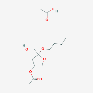 molecular formula C13H24O7 B14271337 Acetic acid;[5-butoxy-5-(hydroxymethyl)oxolan-3-yl] acetate CAS No. 136272-63-4
