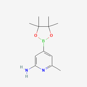 molecular formula C12H19BN2O2 B1427145 6-Methyl-4-(4,4,5,5-tetramethyl-1,3,2-dioxaborolan-2-yl)pyridin-2-amine CAS No. 1214242-09-7