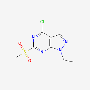 molecular formula C8H9ClN4O2S B1427159 4-chloro-1-ethyl-6-(methylsulfonyl)-1H-pyrazolo[3,4-d]pyrimidine CAS No. 1220517-82-7