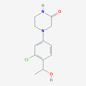 molecular formula C12H15ClN2O2 B1427195 4-[3-氯-4-(1-羟乙基)苯基]哌嗪-2-酮 CAS No. 1384680-90-3