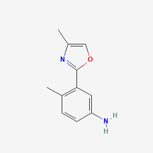 molecular formula C11H12N2O B1427196 4-Methyl-3-(4-methyl-1,3-oxazol-2-yl)aniline CAS No. 1339691-72-3