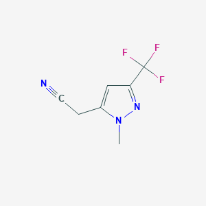 molecular formula C7H6F3N3 B1427237 [1-methyl-3-(trifluoromethyl)-1H-pyrazol-5-yl]acetonitrile CAS No. 1328640-61-4