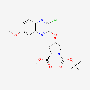 molecular formula C20H24ClN3O6 B1427275 1,2-Pyrrolidinedicarboxylic acid, 4-[(3-chloro-7-methoxy-2-quinoxalinyl)oxy]-, 1-(1,1-dimethylethyl) 2-methyl ester,(2S,4R)- CAS No. 1206524-79-9