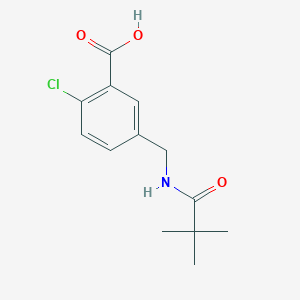 molecular formula C13H16ClNO3 B1427287 2-Chloro-5-[(2,2-dimethylpropanoylamino)-methyl]-benzoic acid CAS No. 1294496-58-4