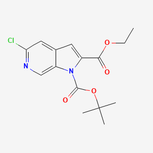 molecular formula C15H17ClN2O4 B1427309 5-Chloro-pyrrolo[2,3-c]pyridine-1,2-dicarboxylic acid 1-tert-butyl ester 2-ethyl ester CAS No. 1252572-72-7