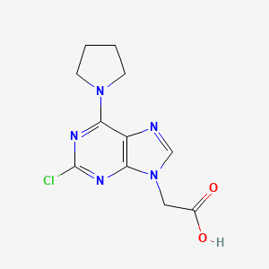 molecular formula C11H12ClN5O2 B1427330 (2-Chloro-6-pyrrolidin-1-yl-9H-purin-9-yl)acetic acid CAS No. 1374407-87-0