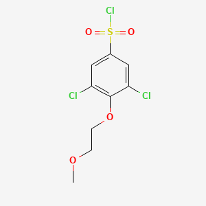 molecular formula C9H9Cl3O4S B1427332 3,5-Dichloro-4-(2-methoxyethoxy)benzene-1-sulfonyl chloride CAS No. 1178105-28-6