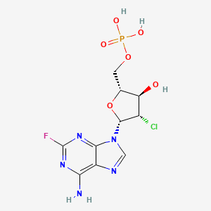 molecular formula C10H12ClFN5O6P B1427344 9-(2-Chloro-2-deoxy-5-O-phosphono-beta-D-arabinofuranosyl)-2-fluoro-9H-purin-6-amine CAS No. 548774-56-7