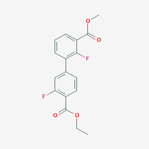 molecular formula C17H14F2O4 B1427429 Methyl 3-[4-(ethoxycarbonyl)-3-fluorophenyl]-2-fluorobenzoate CAS No. 1381944-56-4