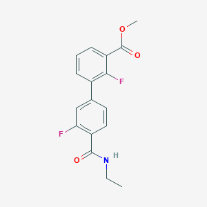molecular formula C17H15F2NO3 B1427430 Methyl 3-[4-(ethylcarbamoyl)-3-fluorophenyl]-2-fluorobenzoate CAS No. 1381944-66-6