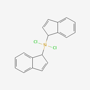 molecular formula C18H14Cl2Si B14274332 Silane, dichlorodi-1H-inden-1-yl- CAS No. 167776-66-1