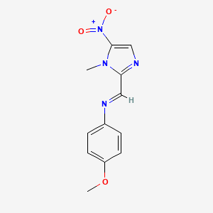 molecular formula C12H12N4O3 B14274413 4-Methoxy-N-((1-methyl-5-nitro-1H-imidazol-2-yl)methylene)benzenamine CAS No. 129661-60-5