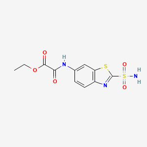 molecular formula C11H11N3O5S2 B14274429 Acetic acid, [[2-(aminosulfonyl)-6-benzothiazolyl]amino]oxo-, ethyl ester CAS No. 137836-91-0