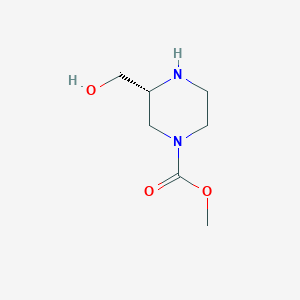 molecular formula C7H14N2O3 B142749 (R)-methyl 3-(hydroxymethyl)piperazine-1-carboxylate CAS No. 149648-98-6