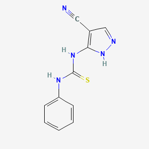 molecular formula C11H9N5S B14275274 N-(4-Cyano-1H-pyrazol-5-yl)-N'-phenylthiourea CAS No. 128854-08-0