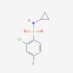 molecular formula C9H9ClFNO2S B1427546 2-chloro-N-cyclopropyl-4-fluorobenzene-1-sulfonamide CAS No. 1378921-79-9