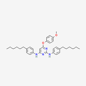 molecular formula C35H44N4O2 B14275544 N~2~,N~4~-Bis(4-hexylphenyl)-6-(4-methoxyphenoxy)pyrimidine-2,4-diamine CAS No. 136647-73-9