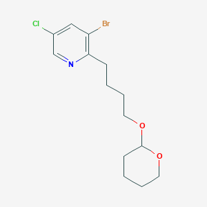molecular formula C14H19BrClNO2 B14275880 Pyridine, 3-bromo-5-chloro-2-[4-[(tetrahydro-2H-pyran-2-yl)oxy]butyl]- CAS No. 137628-18-3