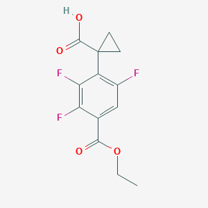 molecular formula C13H11F3O4 B14275889 Benzoic acid, 4-(1-carboxycyclopropyl)-2,3,5-trifluoro-, 1-ethyl ester CAS No. 127045-61-8