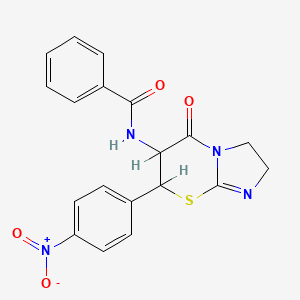 molecular formula C19H16N4O4S B14276018 N-(7-(4-Nitrophenyl)-5-oxo-2,3,6,7-tetrahydroimidazo(2,1-b)(1,3)thiazin-6-yl)benzamide CAS No. 137918-88-8