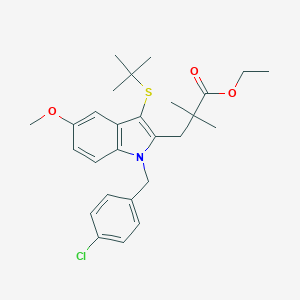 molecular formula C27H34ClNO3S B142764 Ethyl 3-(3-(tert-butylthio)-1-(4-chlorobenzyl)-5-methoxy-1H-indol-2-yl)-2,2-dimethylpropanoate CAS No. 154325-76-5