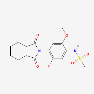 molecular formula C16H17FN2O5S B14276462 Methanesulfonamide, N-(5-fluoro-4-(1,3,4,5,6,7-hexahydro-1,3-dioxo-2H-isoindol-2-yl)-2-methoxyphenyl)- CAS No. 134882-53-4