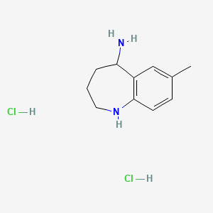 molecular formula C11H18Cl2N2 B1427684 7-Methyl-2,3,4,5-tetrahydro-1H-benzo[b]azepin-5-amine dihydrochloride CAS No. 1416354-44-3
