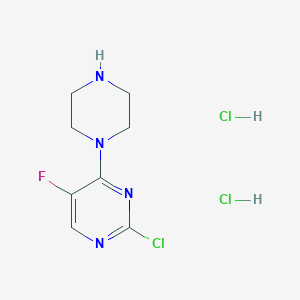 molecular formula C8H12Cl3FN4 B1427720 2-Chloro-5-fluoro-4-piperazin-1-ylpyrimidine dihydrochloride CAS No. 1401425-71-5
