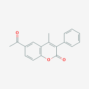 molecular formula C18H14O3 B14277583 6-Acetyl-4-methyl-3-phenyl-2H-1-benzopyran-2-one CAS No. 128910-89-4