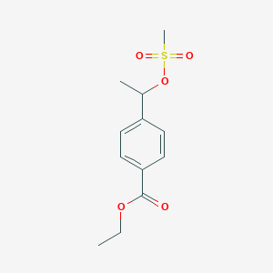molecular formula C12H16O5S B14277698 Ethyl 4-{1-[(methanesulfonyl)oxy]ethyl}benzoate CAS No. 155671-12-8