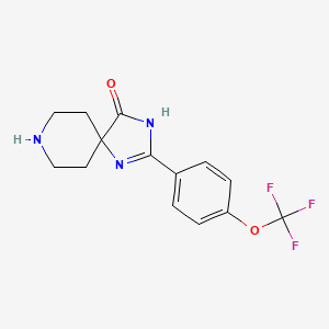 molecular formula C14H14F3N3O2 B1427770 2-(4-(Trifluoromethoxy)phenyl)-1,3,8-triazaspiro[4.5]dec-1-en-4-one CAS No. 1253924-71-8