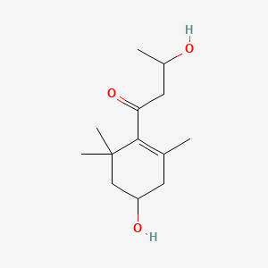 molecular formula C13H22O3 B14277774 1-Butanone, 3-hydroxy-1-(4-hydroxy-2,6,6-trimethyl-1-cyclohexen-1-yl)- CAS No. 125791-43-7