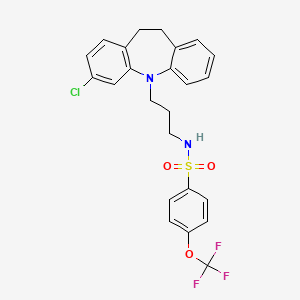 molecular formula C24H22ClF3N2O3S B1427786 N-(3-(3-chloro-10,11-dihydro-5H-dibenzo[b,f]azepin-5-yl)propyl)-4-(trifluoromethoxy)benzenesulfonamide CAS No. 1423077-49-9